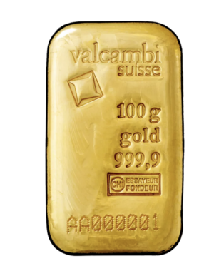 Valcambi Suisse 100 gram støbt guldbarre