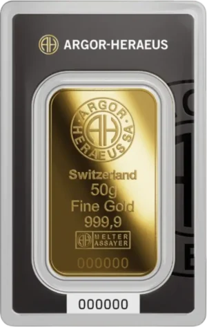 Argor-Heraeus 50 gram guldtacka