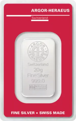 Argor-Heraeus 20g sølvbar