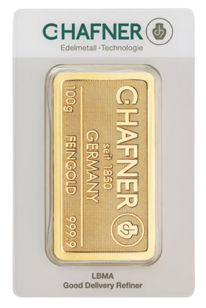C.Hafner 100 gram guldbarre