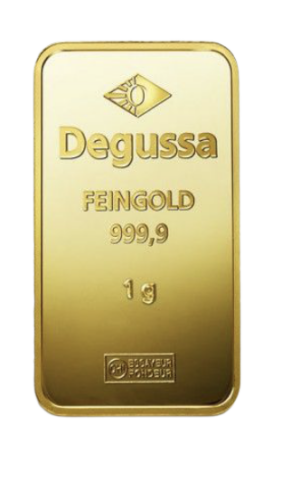 Degussa 1 gram guldbarre