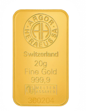 Argor-Heraeus  20 gram guldbarre
