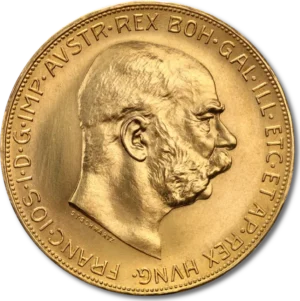 100 Österrikiska Corona Franz Joseph guldmynt