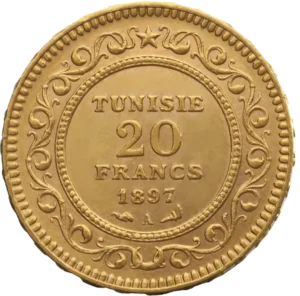 20 Tunisiska Franc guldmynt