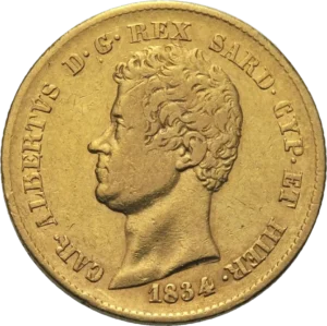20 Italienska Lire Carl Albert guldmynt