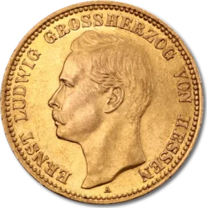 20 Tyska Mark Kung Ludwig II Bayern 1872-1886 guldmynt